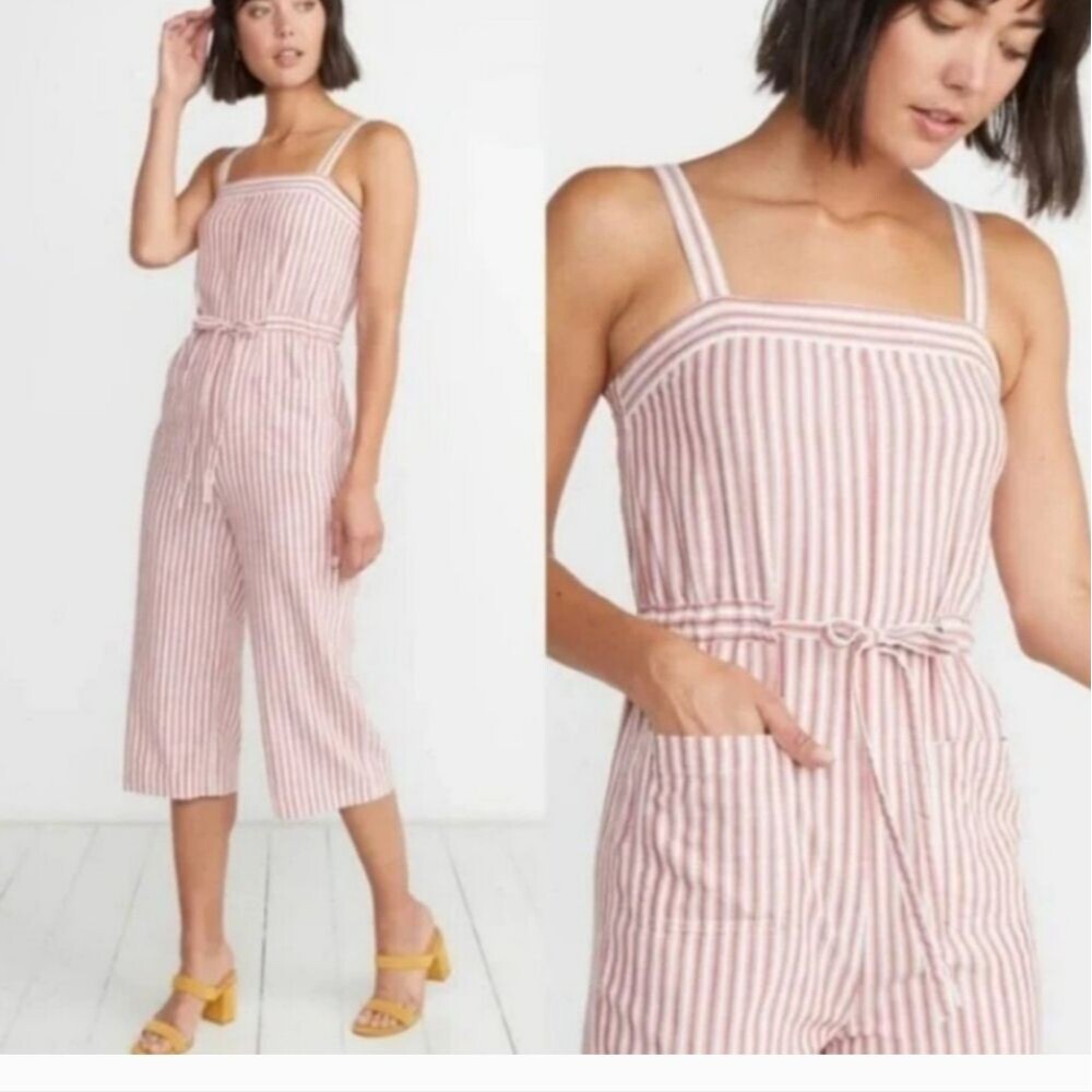 Marine Layer Rita Jumpsuit in Cherry Stripe Cropped